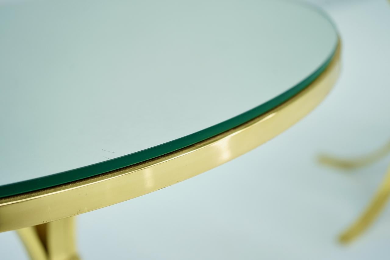 Pair of Circular Side Tables Brass & Mirror Glass by Münchner Werkstätten, 1960s For Sale 5