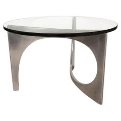 Pair of Circular Stainless Steel Side Tables