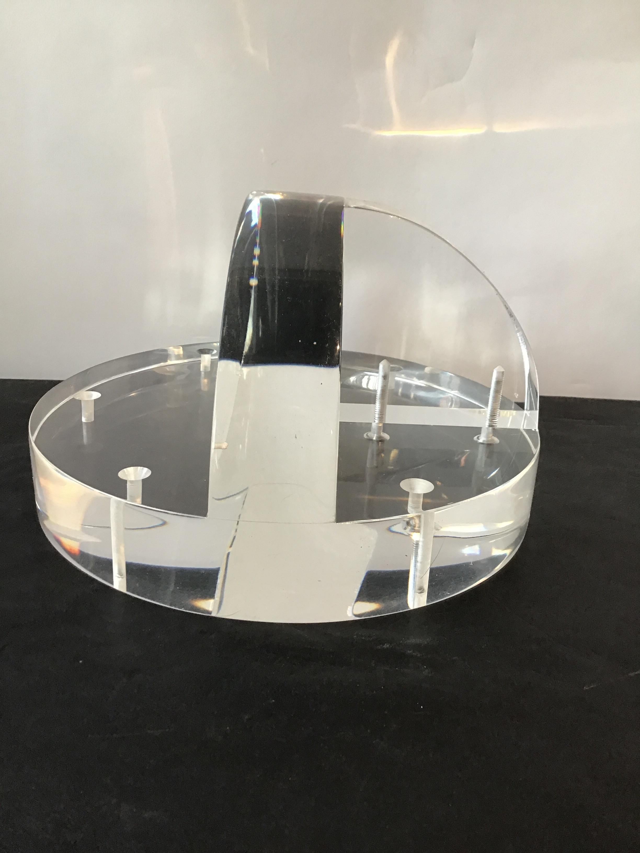 Pair of Circular Thick Lucite Wall Shelves 7