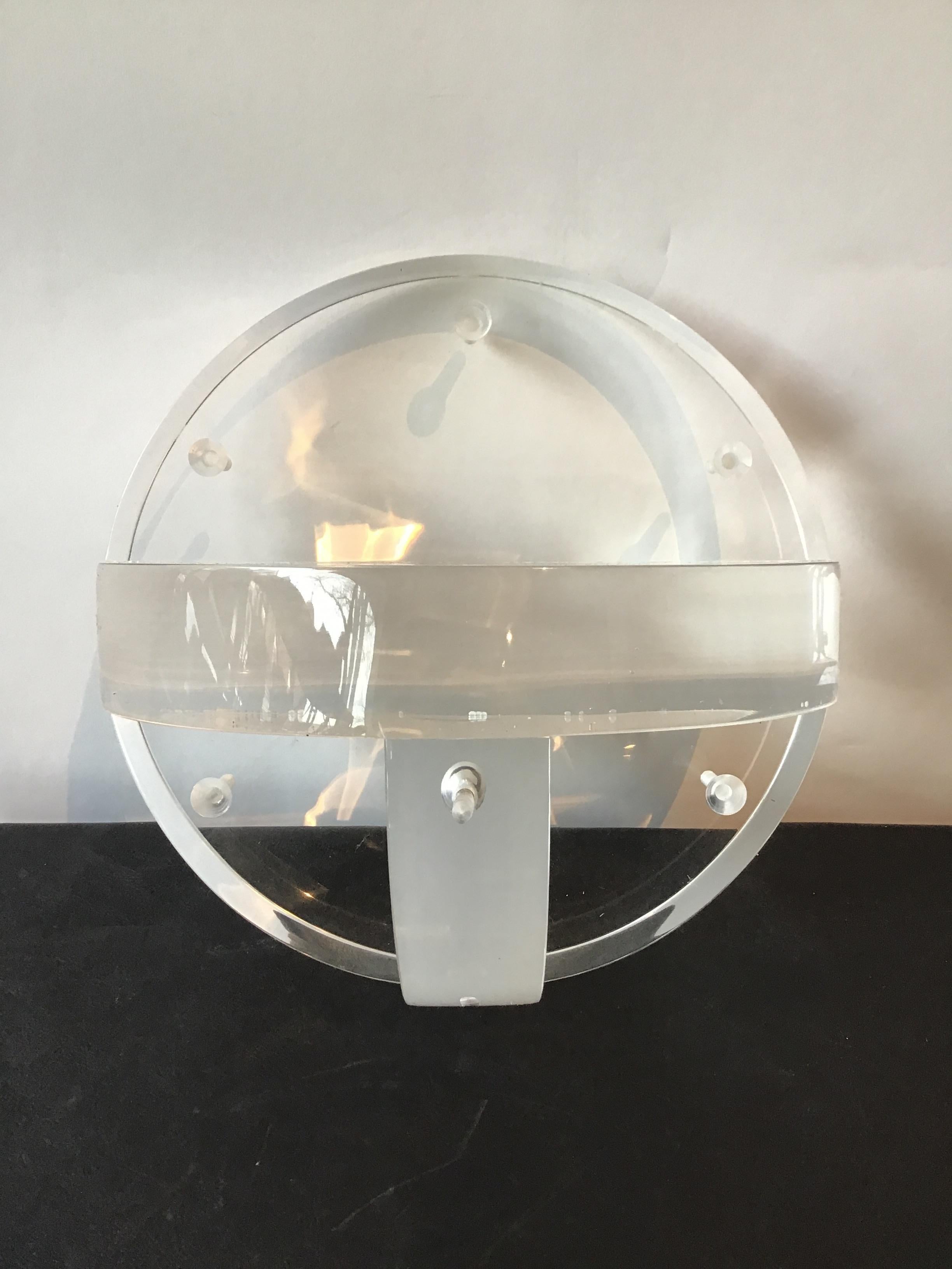 Pair of Circular Thick Lucite Wall Shelves 1