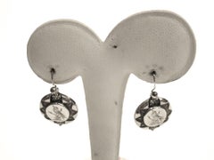Pair of Circular Victorian Silver Earrings, Dated 1880