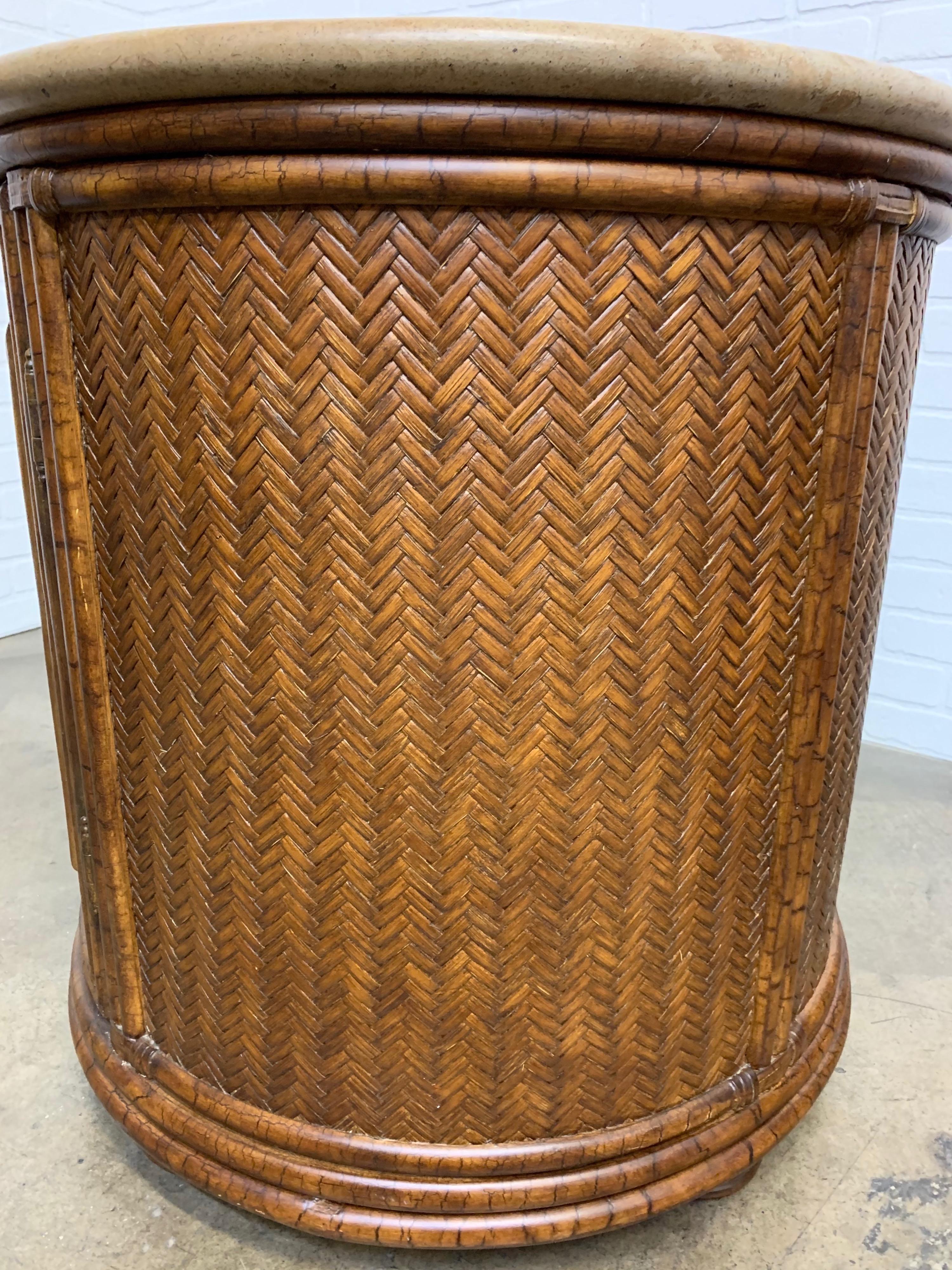 Pair of Circular Woven Cane Nightstands 9