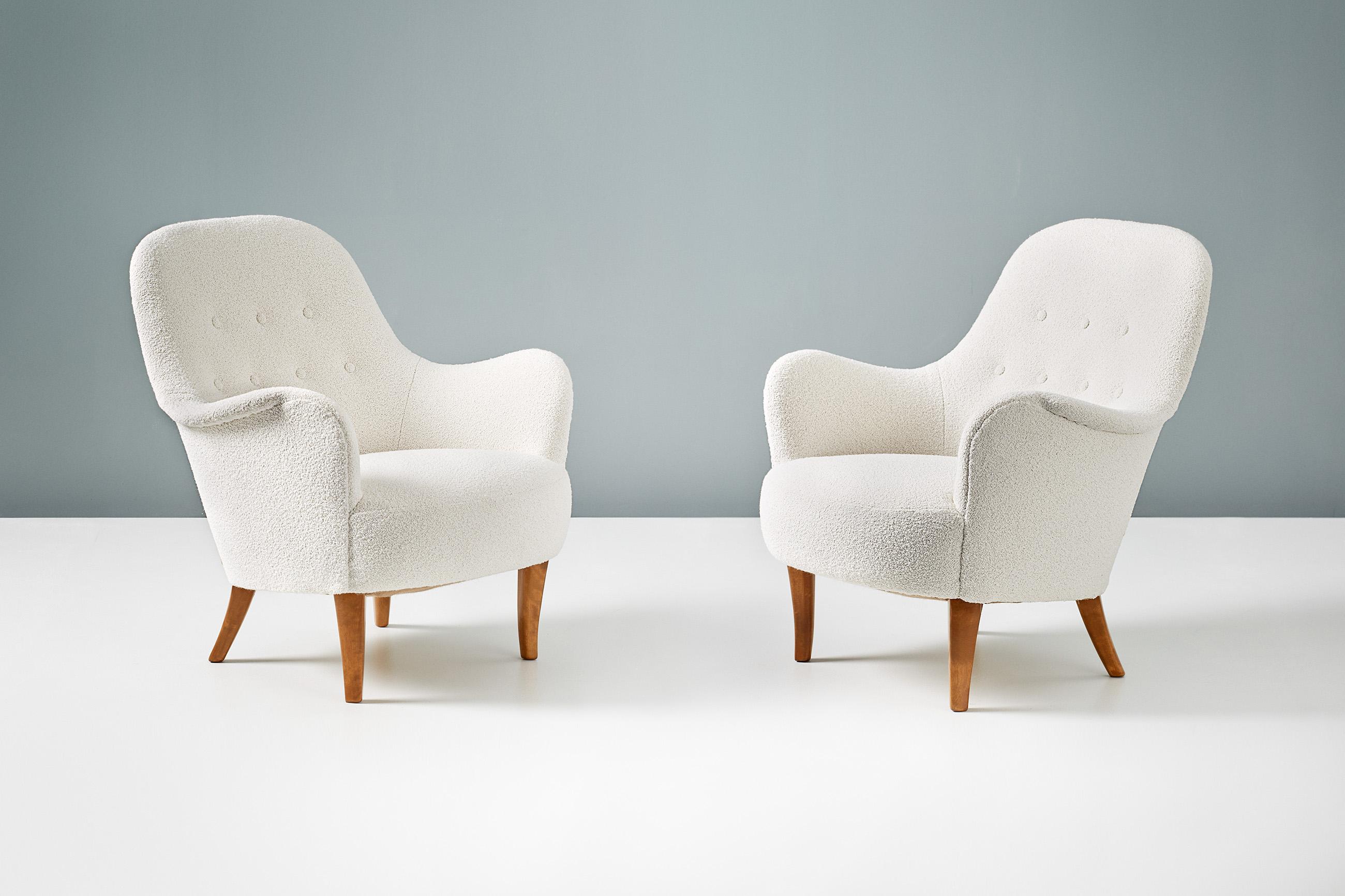 Pair of Cirkus Armchairs by Carl Malmsten, 1950s In Excellent Condition In London, GB