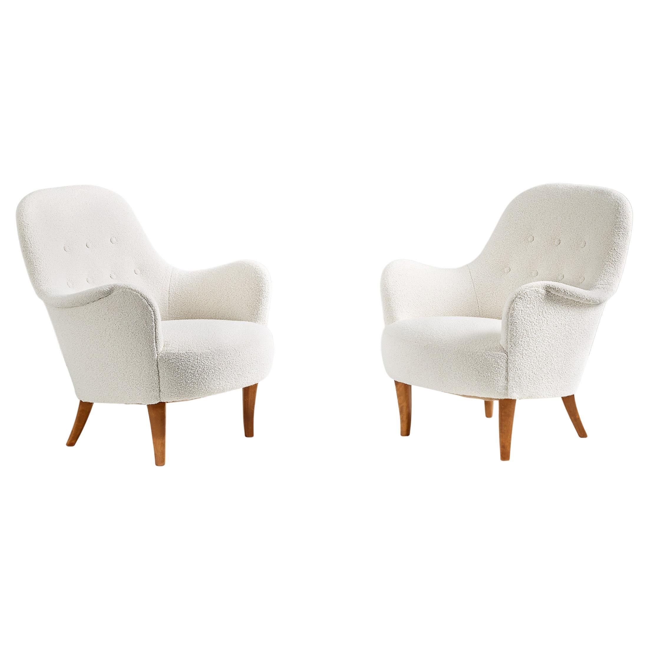 Pair of Cirkus Armchairs by Carl Malmsten, 1950s For Sale