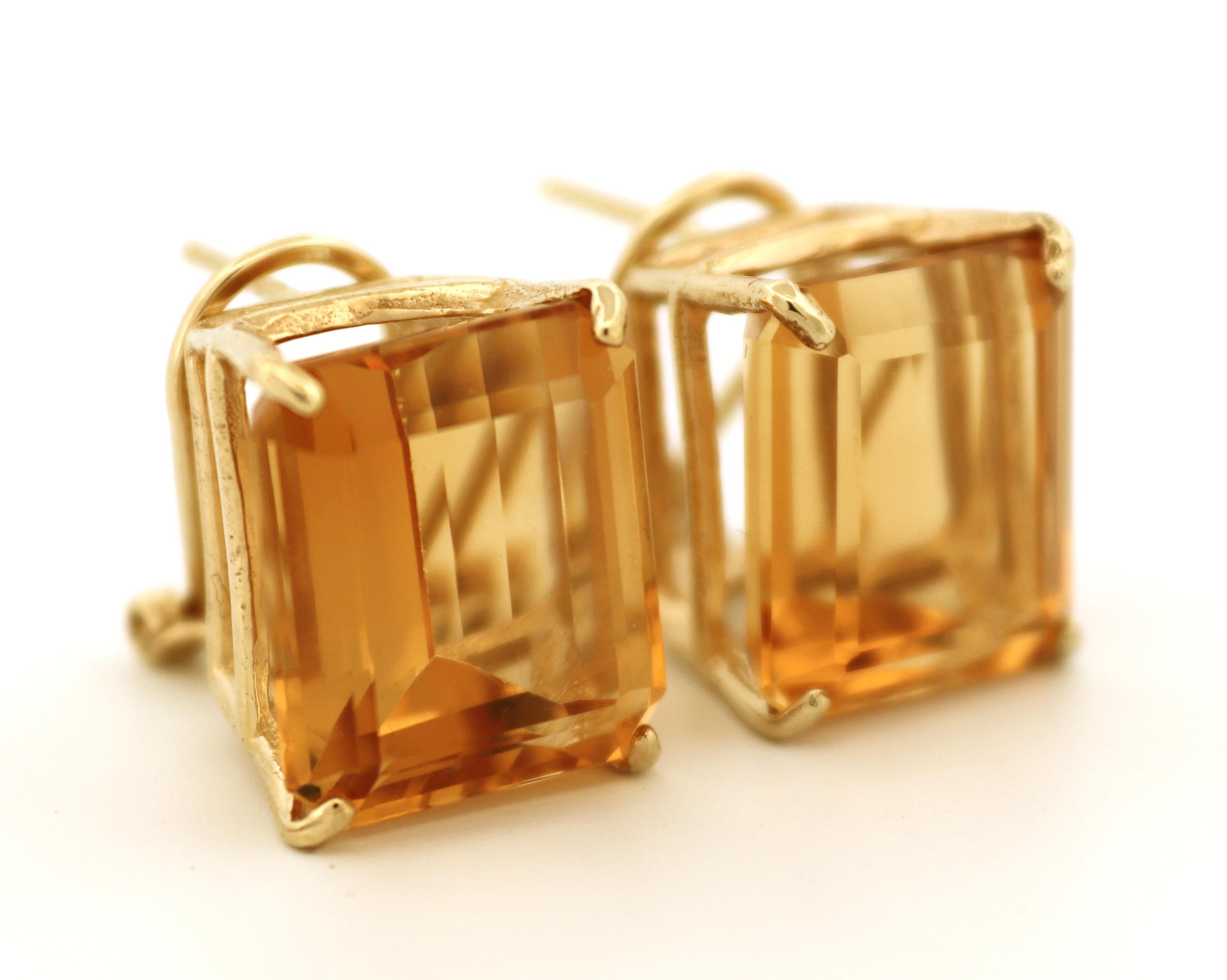 Pair of Citrine, 14K Yellow Gold Earrings For Sale 4