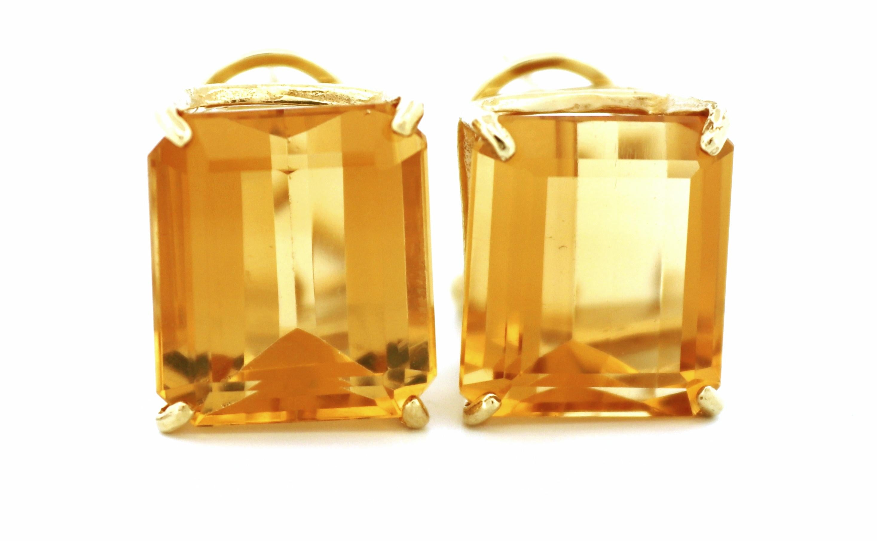 Pair of Citrine, 14K Yellow Gold Earrings For Sale 5