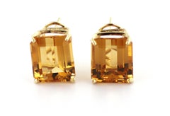 Pair of Citrine, 14K Yellow Gold Earrings