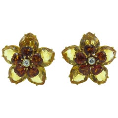 Pair of Citrine and Diamond Earrings