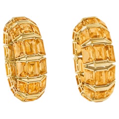 Pair Of Citrine Bangle Bracelets In 18K Gold