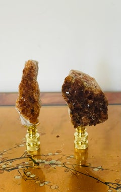 Pair of Citrine Geode Lamp Finials