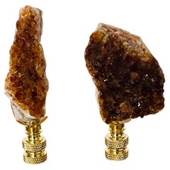 Pair of Citrine Geode Lamp Finials
