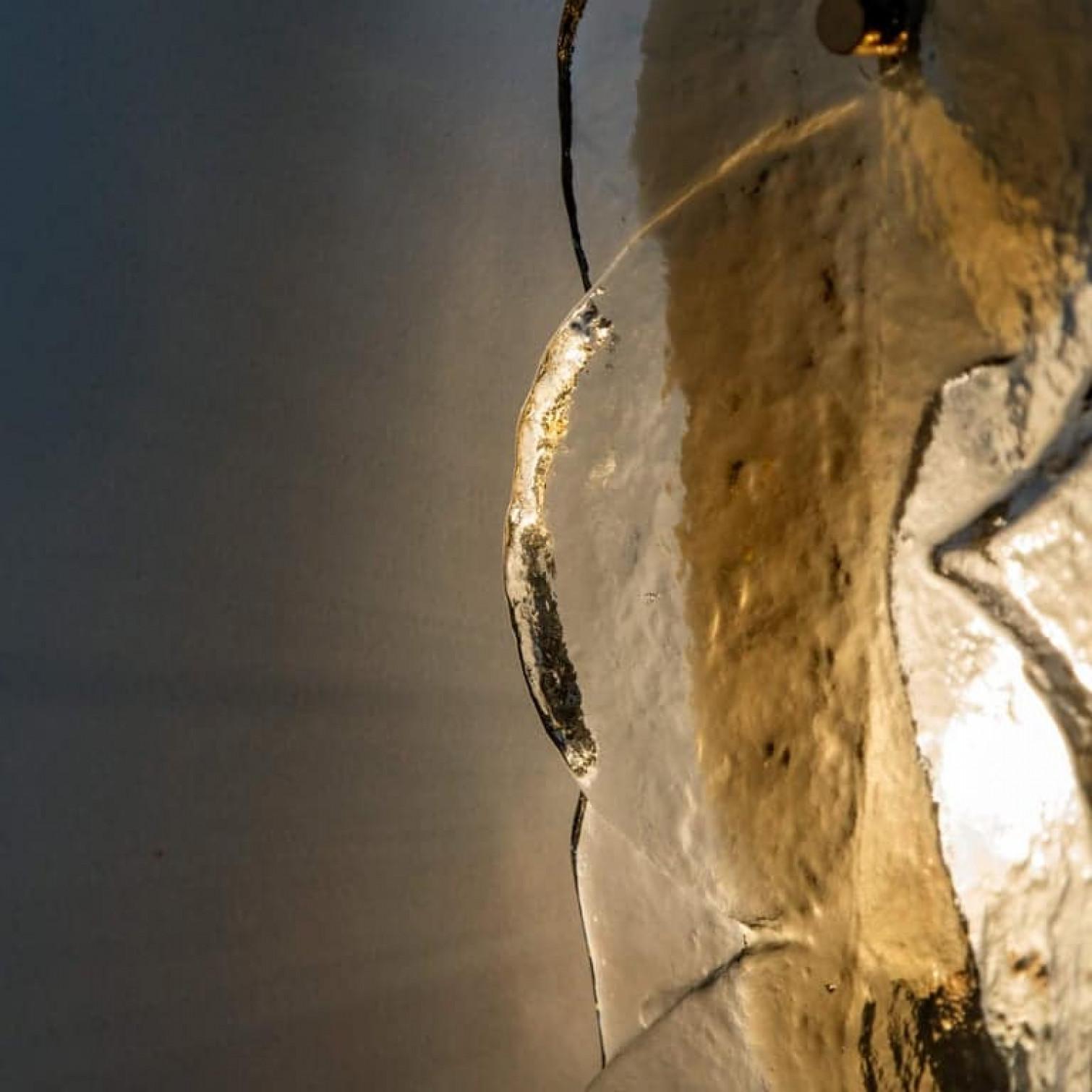 Pair of Citrus Swirl Ice Glass Wall Lights or Sconces from J.T. Kalmar, 1969 For Sale 5