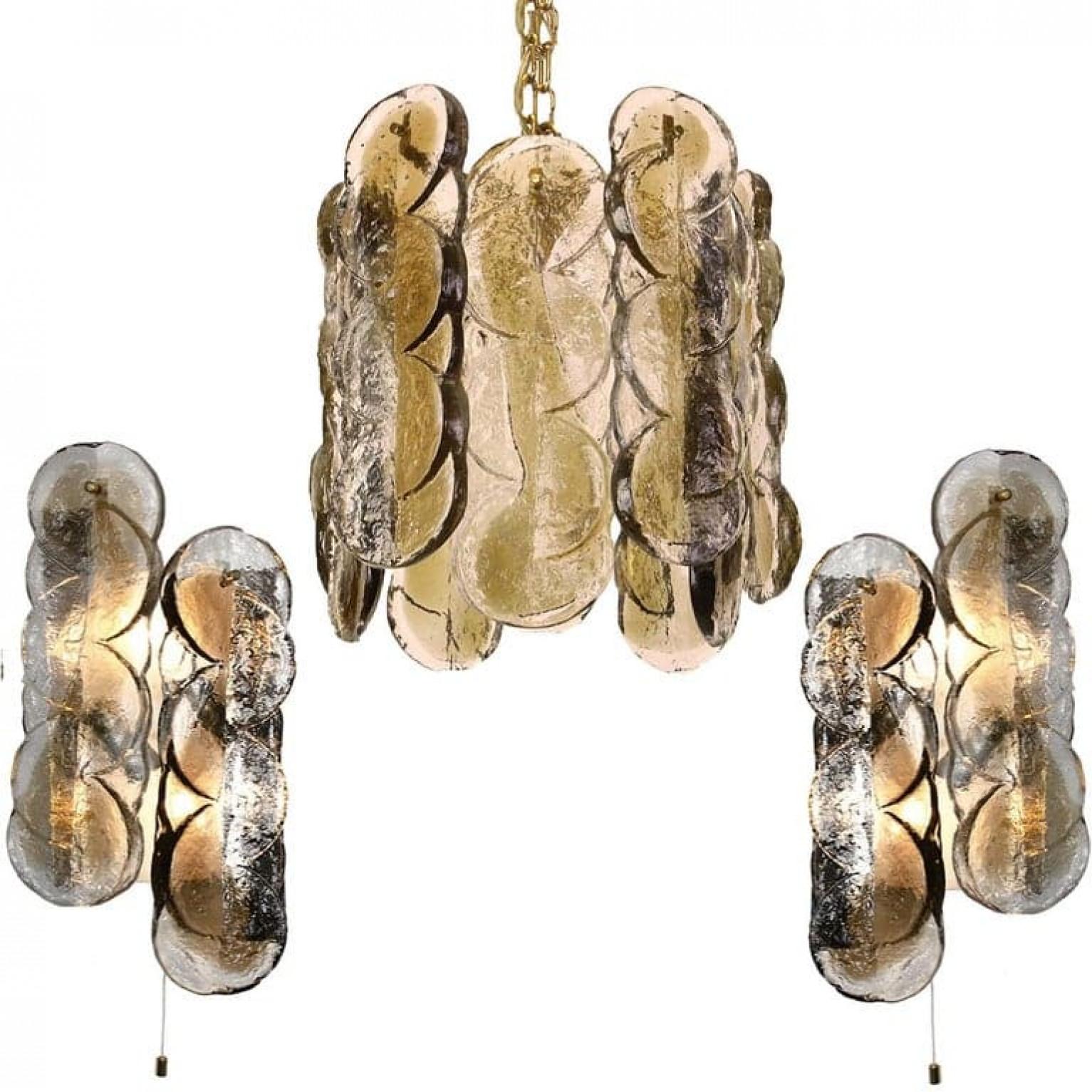 Pareja de apliques o candelabros de cristal helado con remolino de cítricos de J.T. Kalmar, 1969 en venta 7