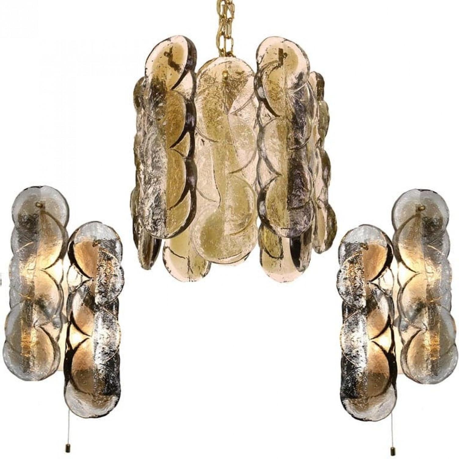 Pair of Citrus Swirl Ice Glass Wall Lights or Sconces from J.T. Kalmar, 1969 For Sale 7