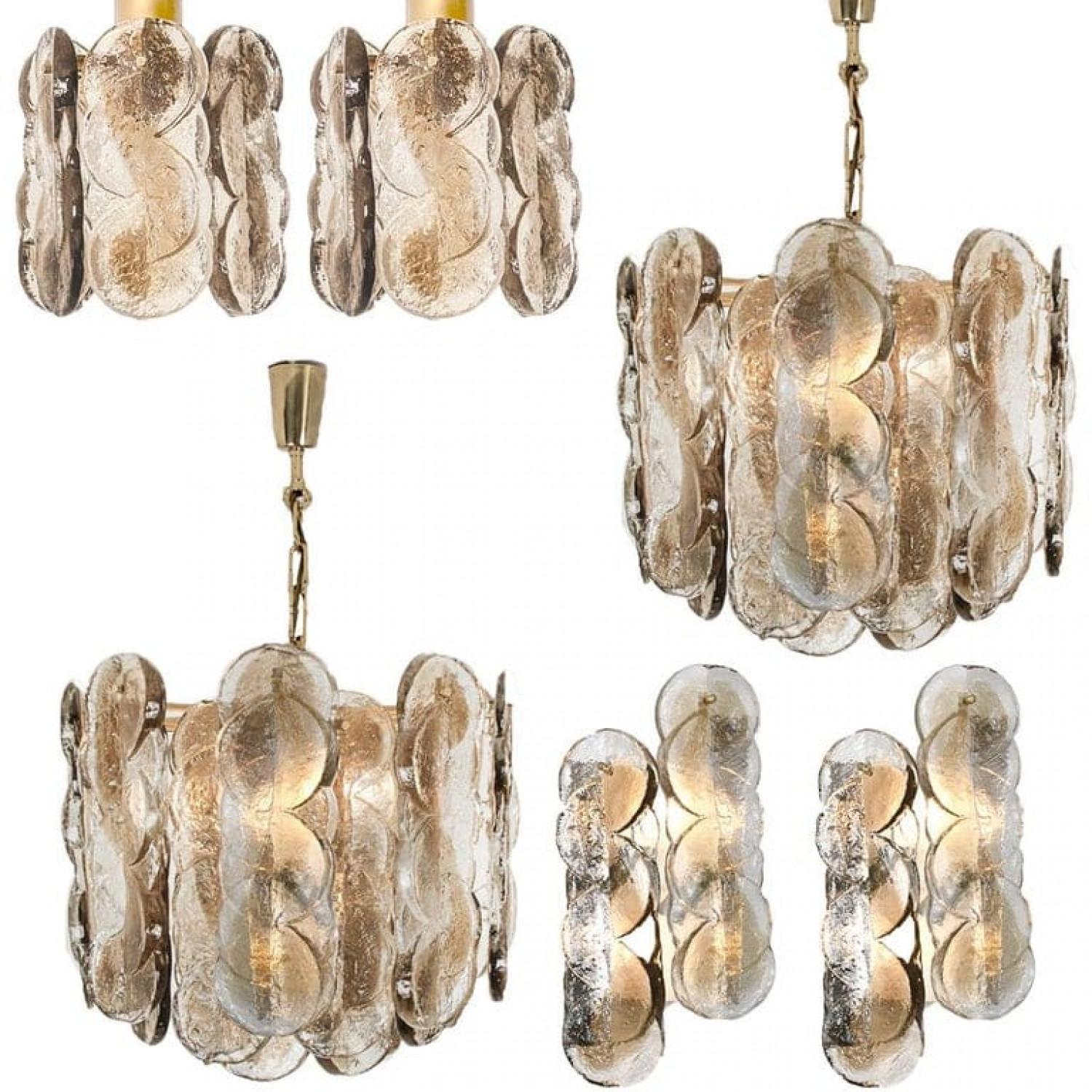 Pareja de apliques o candelabros de cristal helado con remolino de cítricos de J.T. Kalmar, 1969 en venta 8