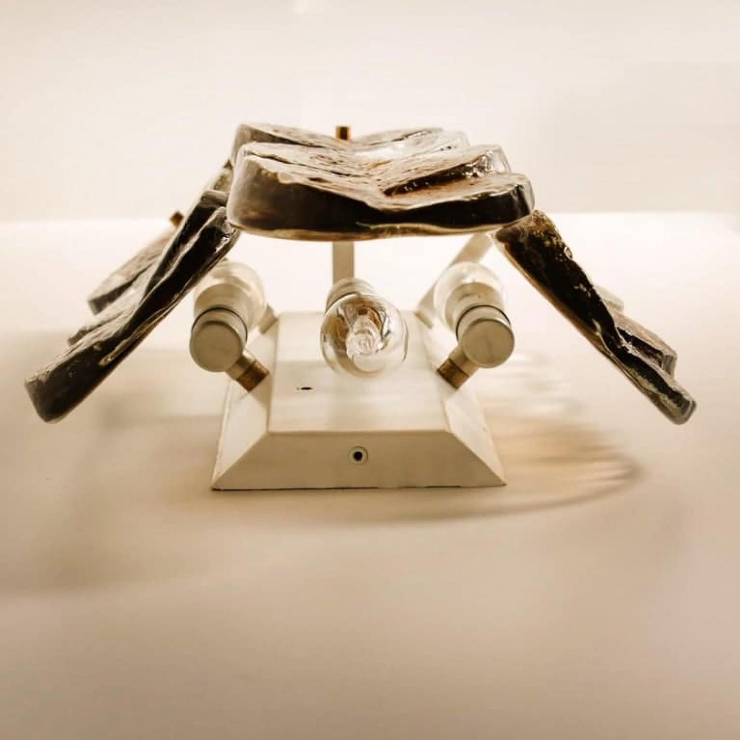 Pair of Citrus Swirl Ice Glass Wall Lights or Sconces from J.T. Kalmar, 1969 In Good Condition For Sale In Rijssen, NL