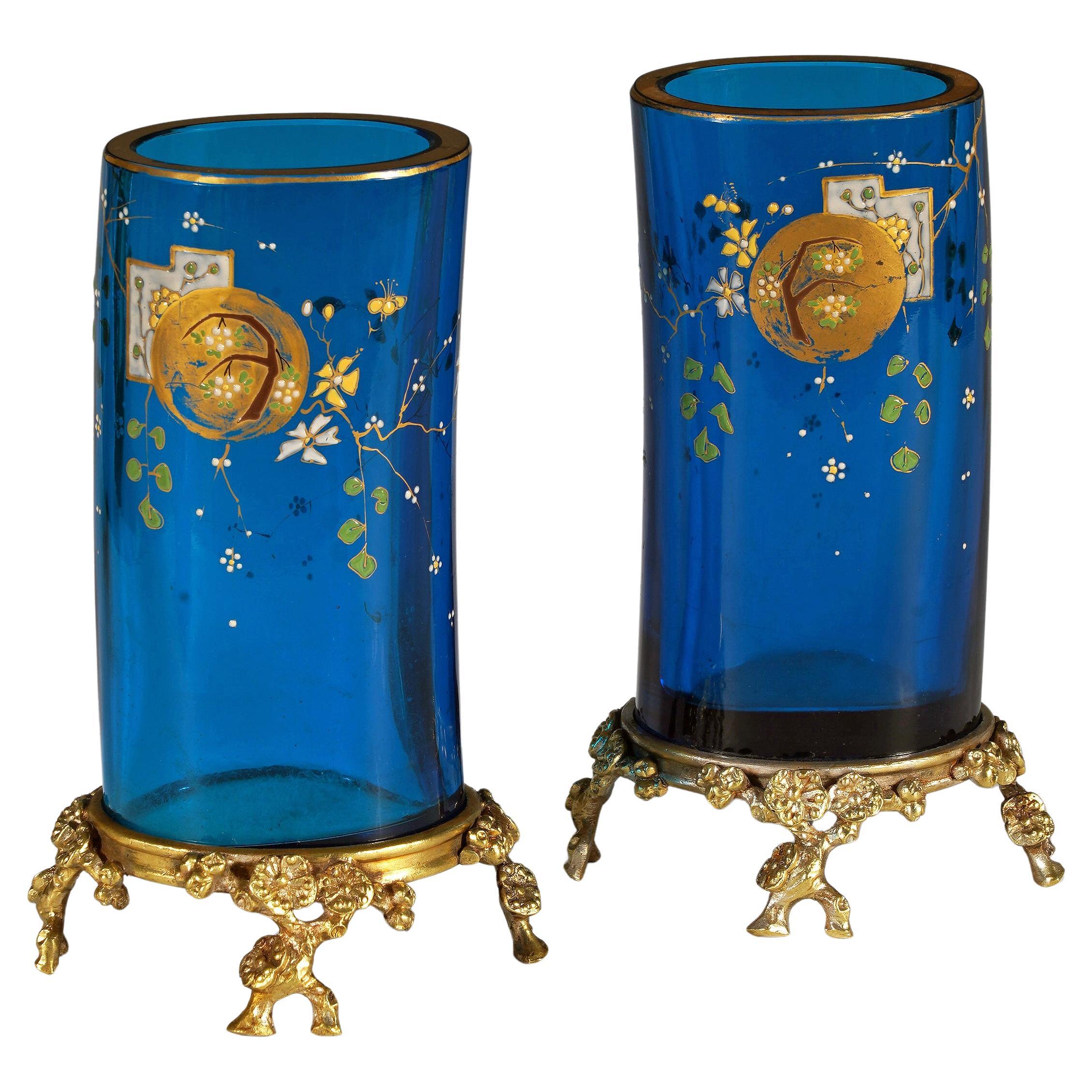 Coppia di vasi "Clair de lune" attribuiti a Baccarat & E.Rousseau, Francia, circa 1880