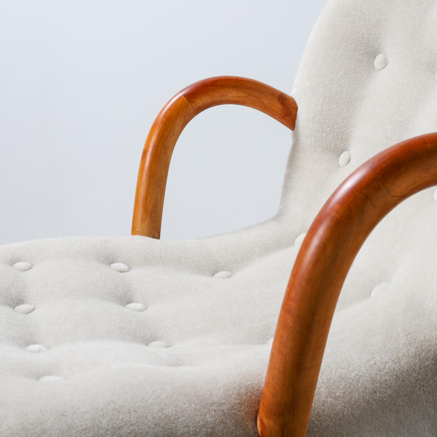 Pair of Clam Chairs by Philip Arctander 1944 in Bespoke Mohair Velvet 4