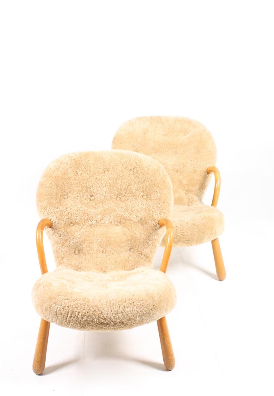 Pair of Vintage Clam Chairs by Philip Arctander, Danish modern 1940s 1