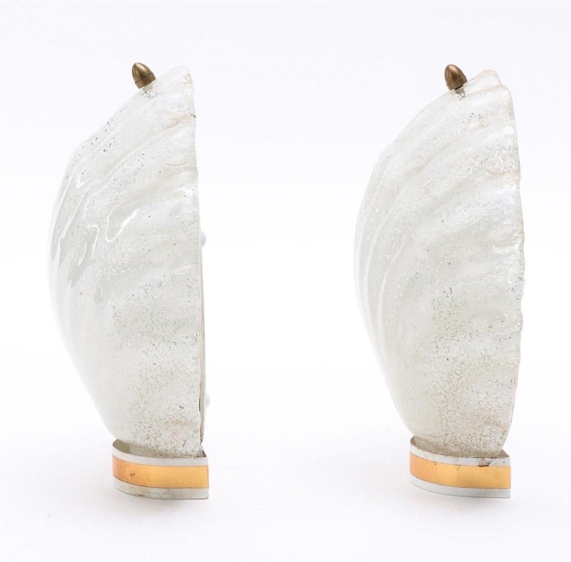 Hand-Crafted Pair of clam shaped sconces, Sweden 1970 For Sale