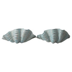 Vintage Pair of Clam Shell Form Ceramic Wall Pockets