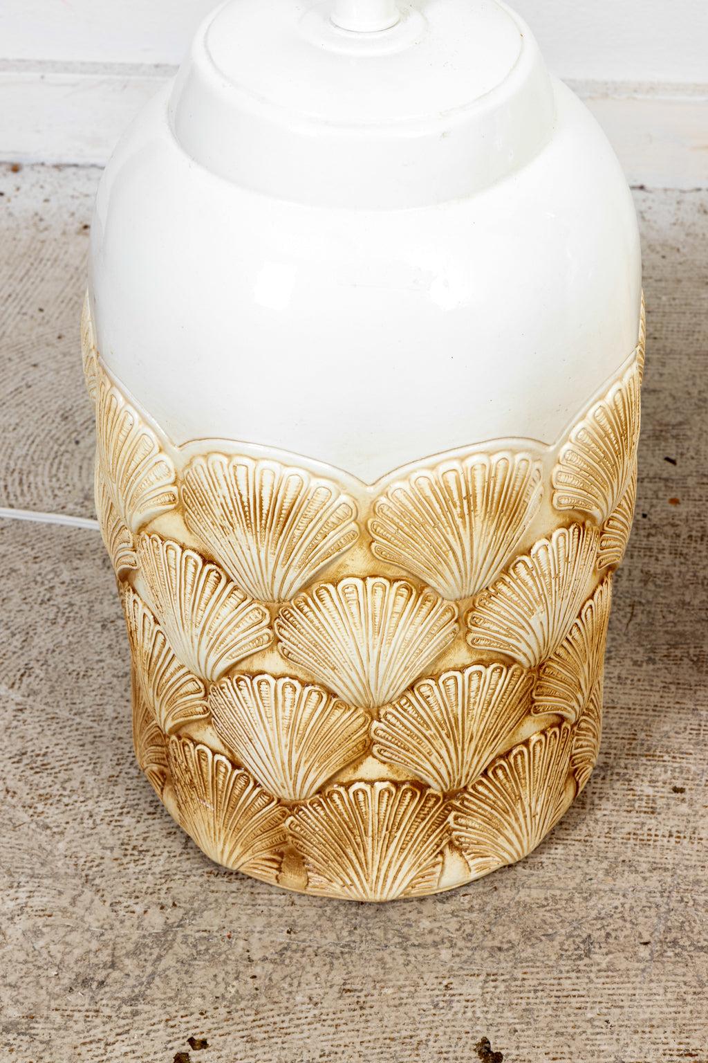 Modern Pair of Clam Shell Lamps For Sale