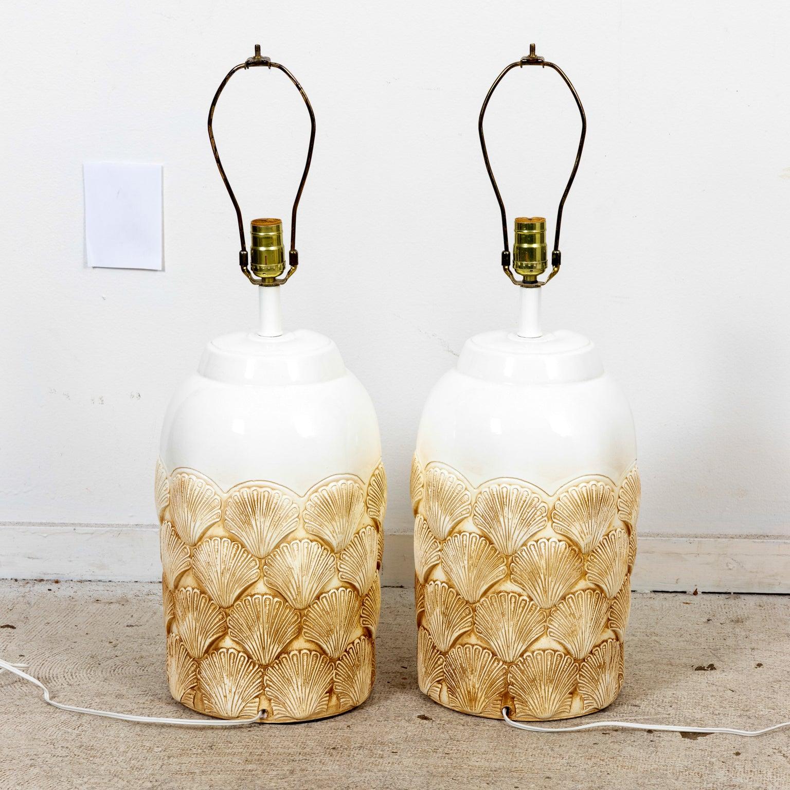 19th Century Pair of Clam Shell Lamps For Sale