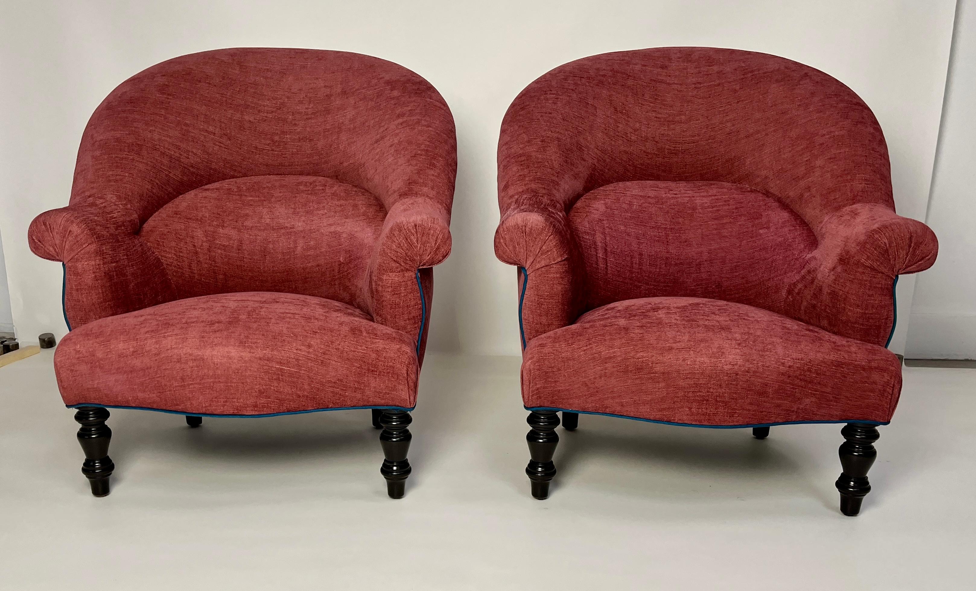 The Clarence Chair by Bourgeois Boheme Atelier is a timeless piece inspired by the classic Napoleon III design. These side chairs are made to order, allowing customers to provide their own material (COM) for upholstery. The chairs feature custom