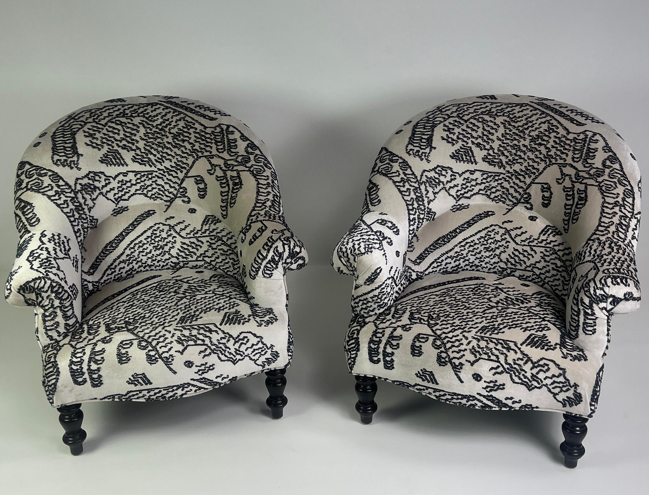 Napoleon III Pair of Clarence Chairs by Bourgeois Boheme Atelier