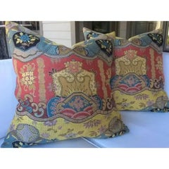 Pair of Clarence House “Dragon Empress” Pillows