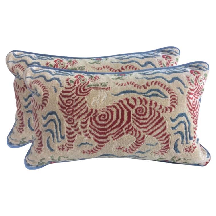 Coppia di cuscini Clarence House con drago del Tibet