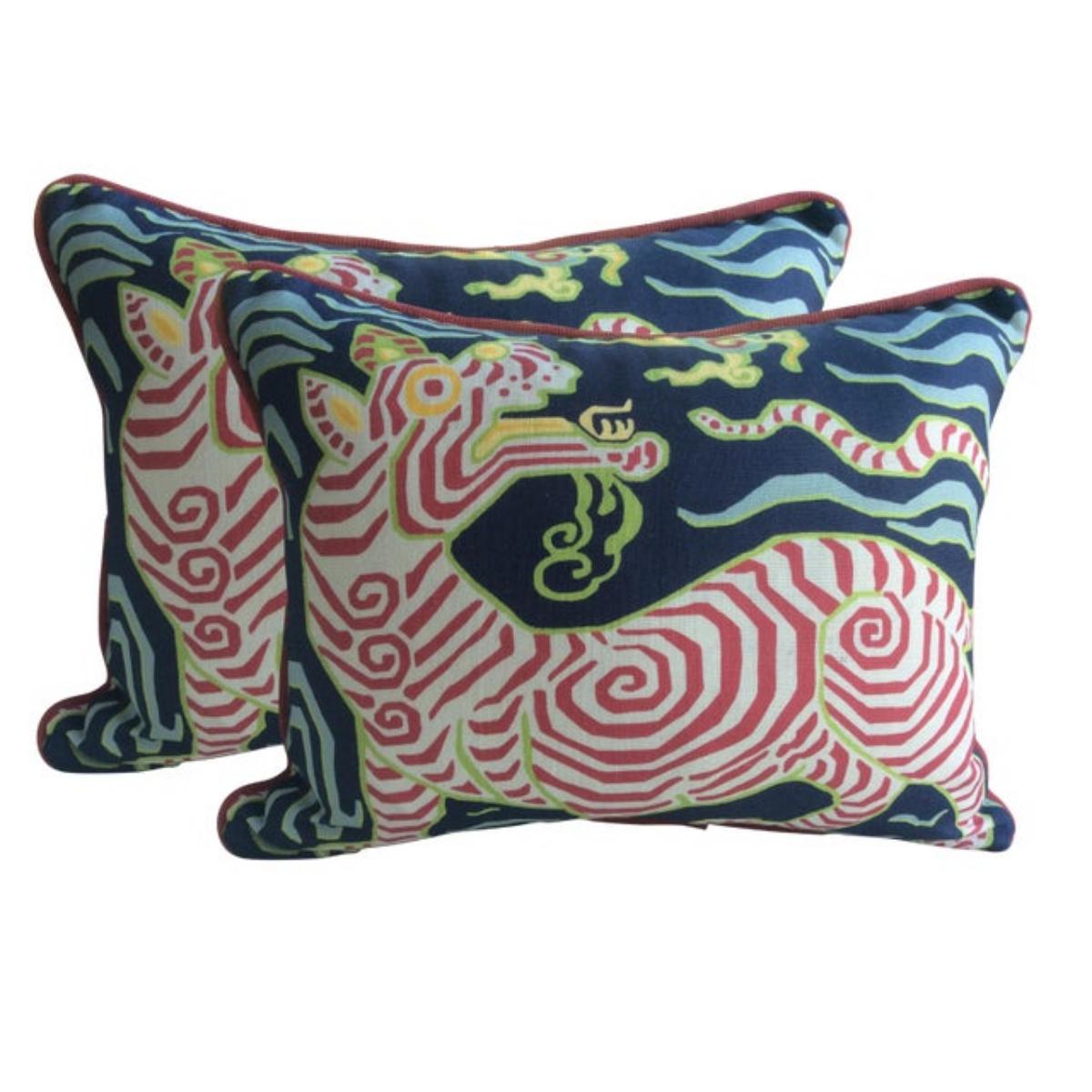 Coppia di cuscini in lino e piuma d'oca della Clarence House 