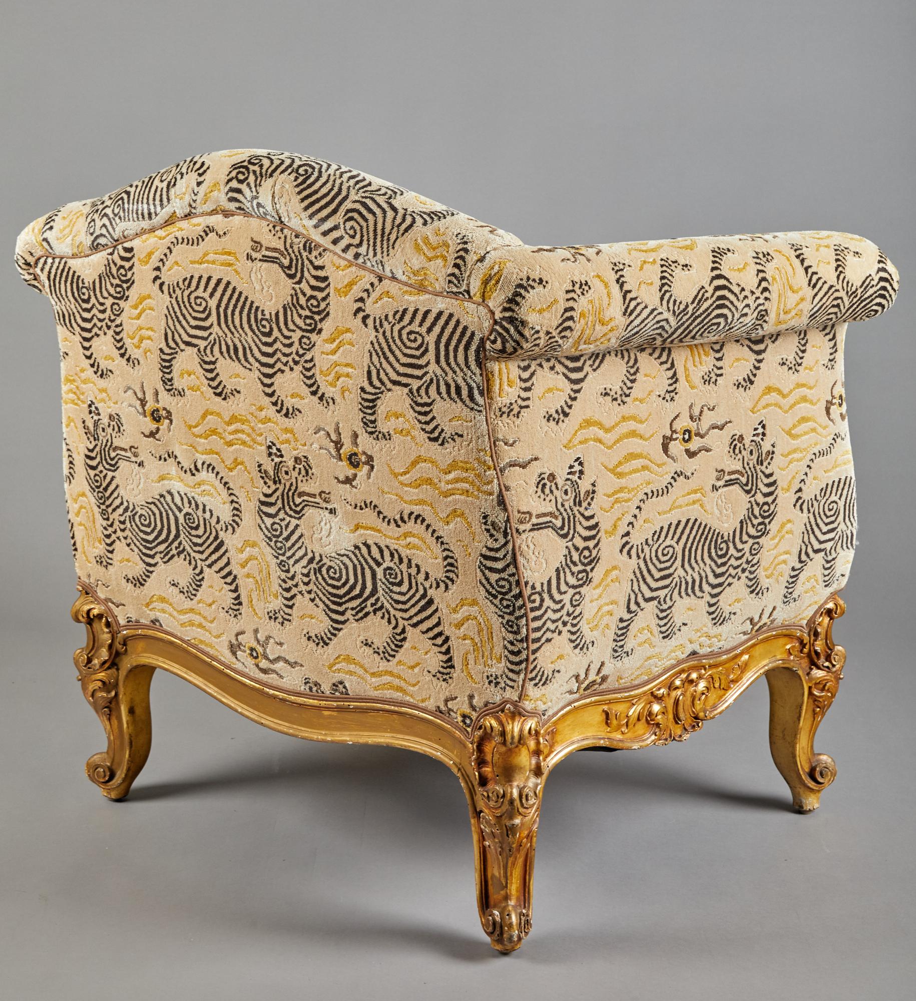Pair of Clarence House Upholstery Club Chairs In Good Condition For Sale In Hudson, NY