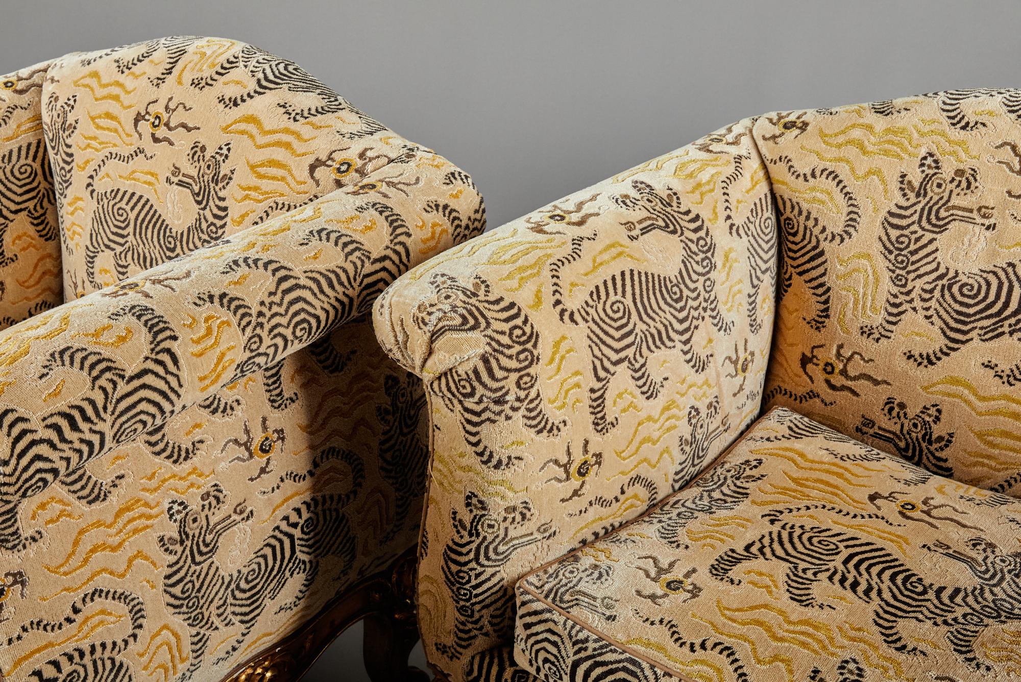 20th Century Pair of Clarence House Upholstery Club Chairs For Sale