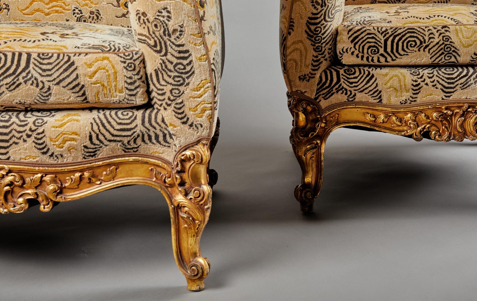 Pair of Clarence House Upholstery Club Chairs For Sale 3