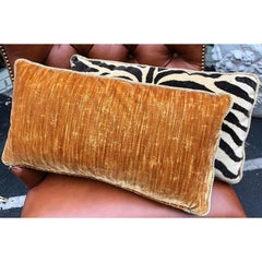 Pair of Clarence House Zebra and Rose Tarlow Silk Velvet Pillows
