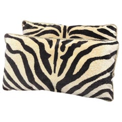 Pair of Clarence House Zebra and Rose Tarlow Silk Velvet Pillows