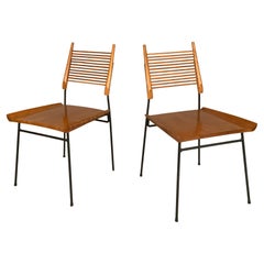 Pair of Classic 1950's Iron & Maple Chairs by Paul McCobb