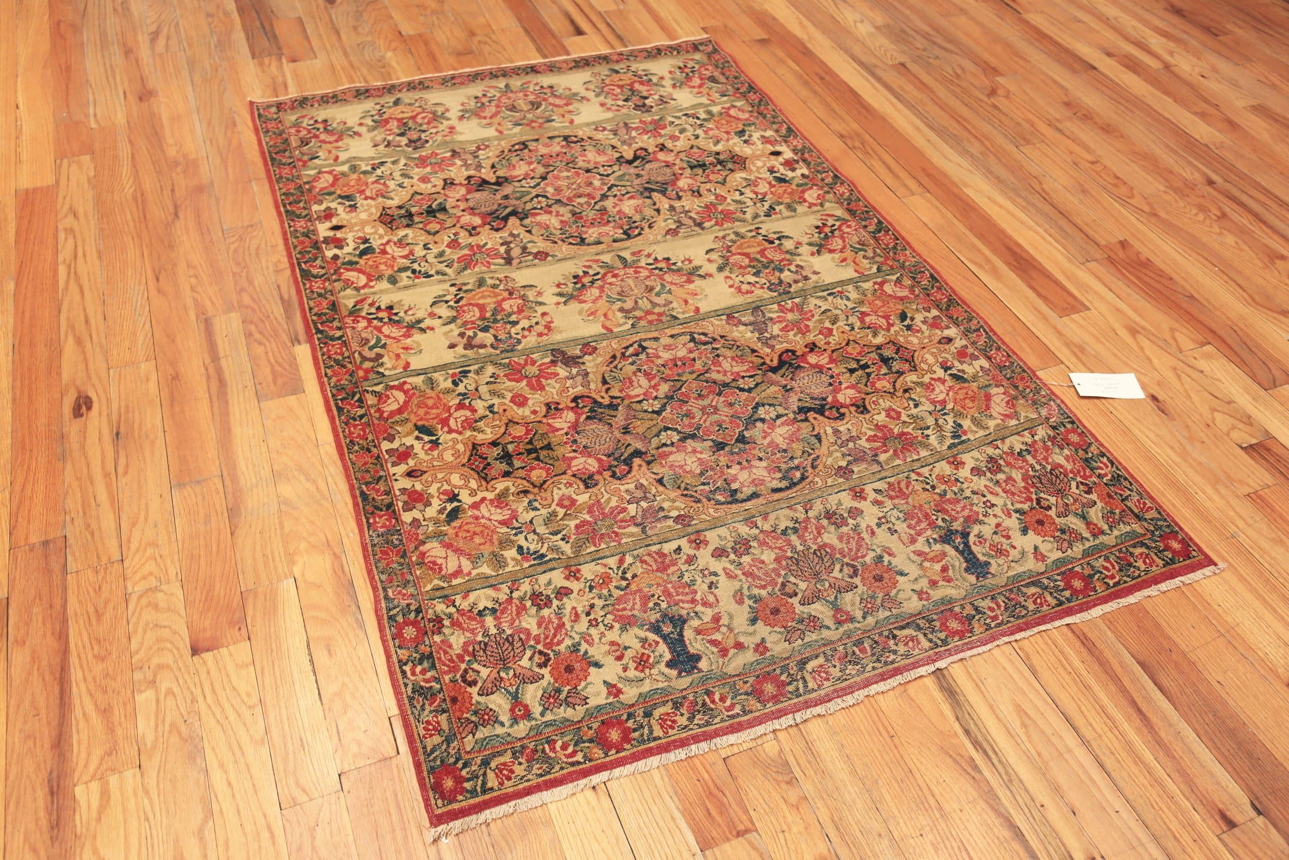 Hand-Knotted Pair of Antique Persian Kerman Rugs. 4 ft 3 in x 6 ft 6 in  For Sale
