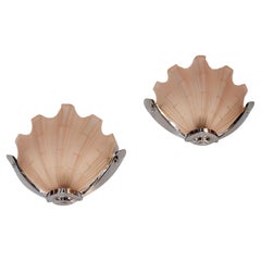 Pair of Classic Art Deco Clam Shell Wall Lamps