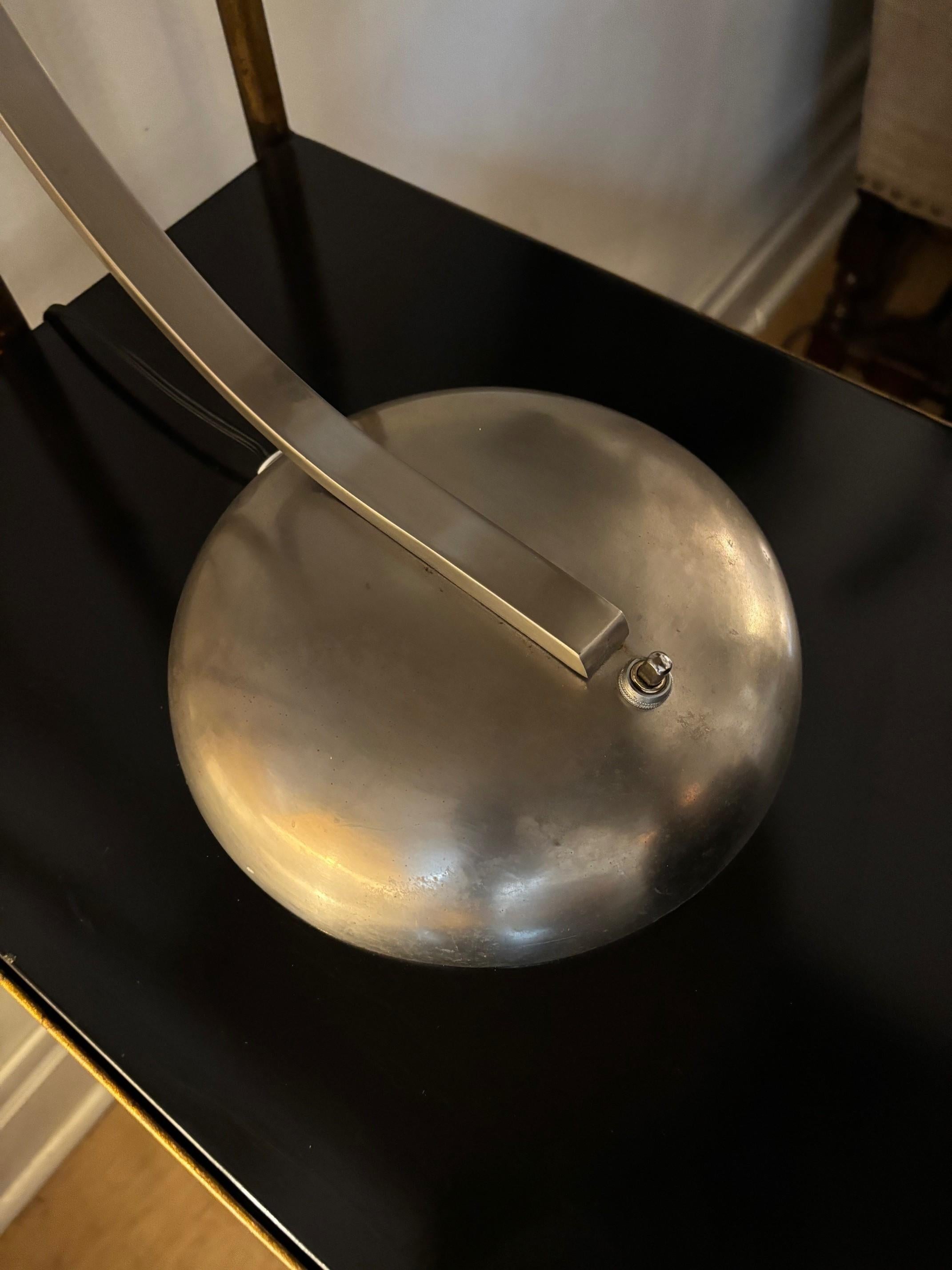 Pair of Classic Art Deco Nickle Plated Woka Desk Lamp with Diffuser For Sale 7