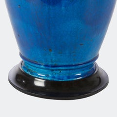 Pair of Classic Baluster Shaped Vases with Turquoise Glazes Mounted as Lamps
