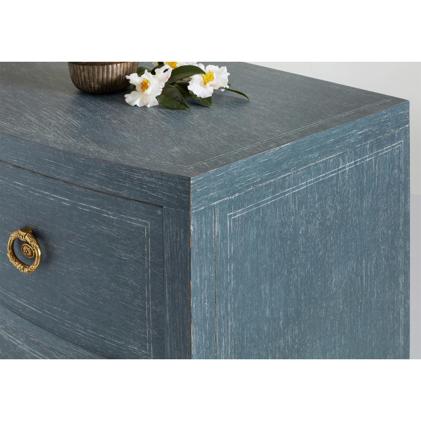 Vietnamese Pair of Classic Blue Painted Bedside Chests For Sale