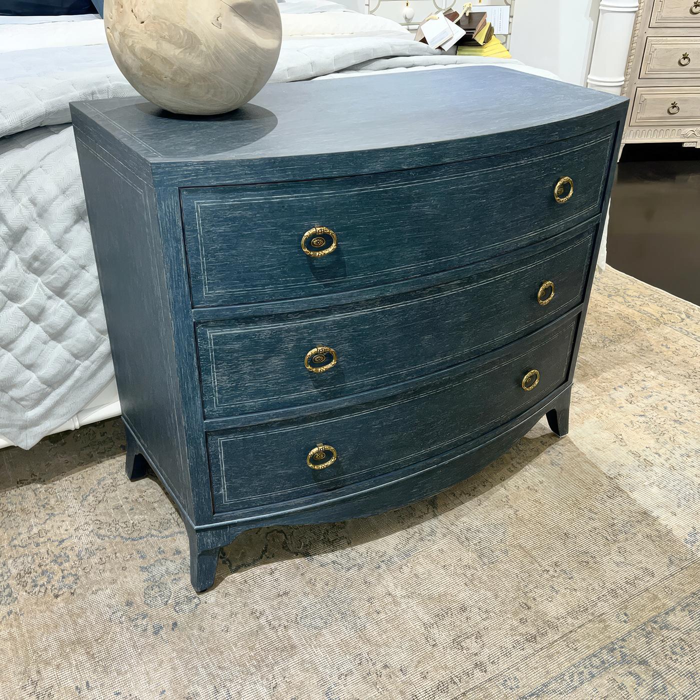 Contemporary Pair of Classic Blue Painted Bedside Chests For Sale