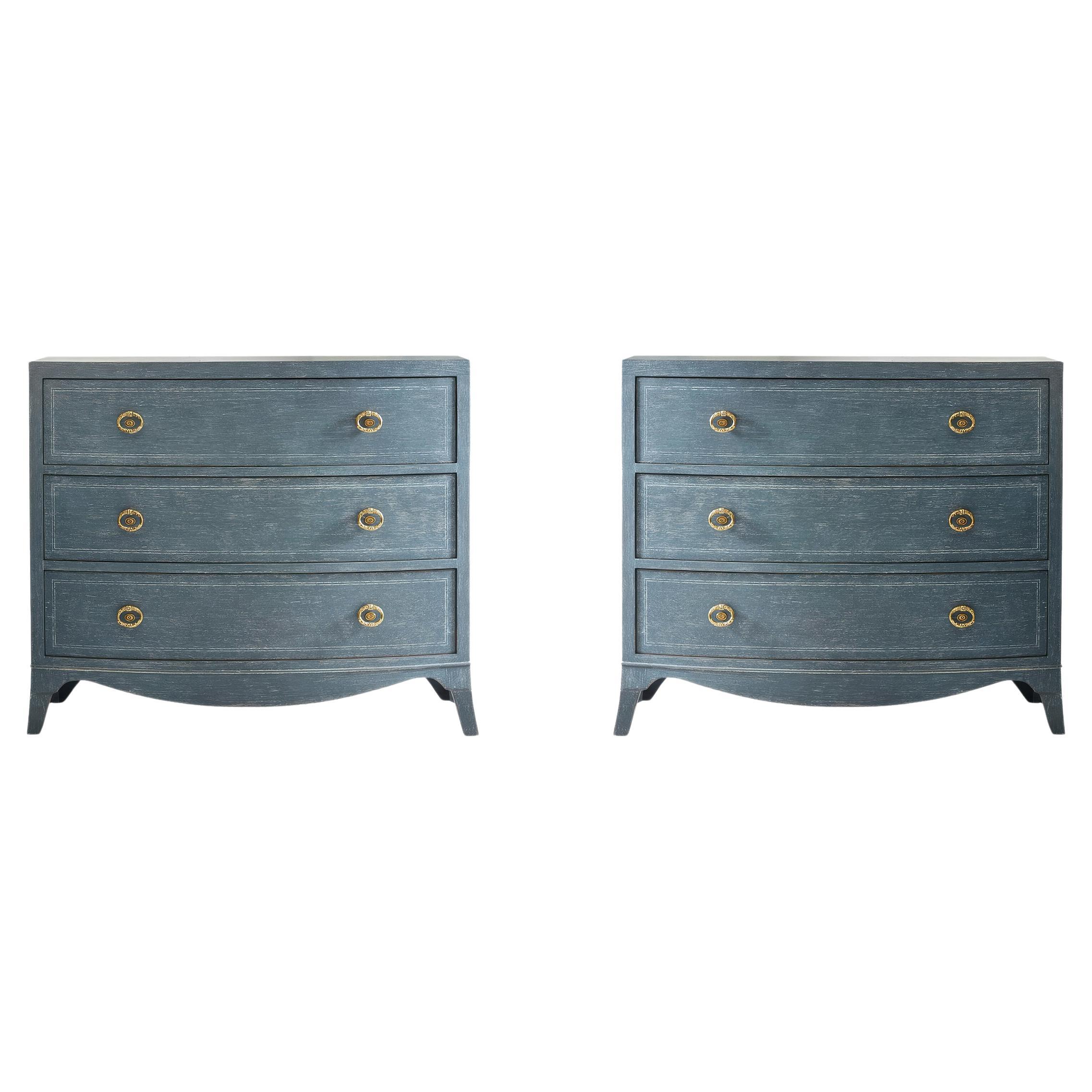 Pair of Classic Blue Painted Bedside Chests