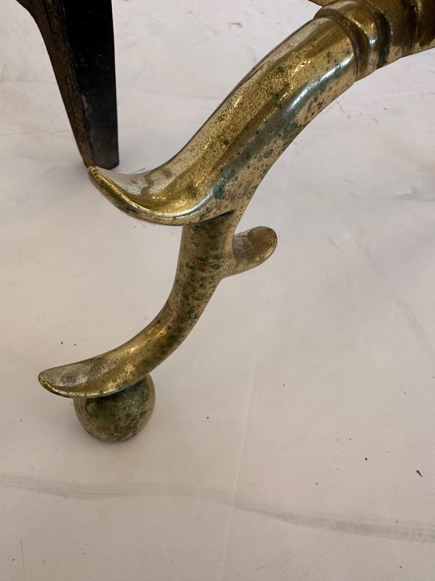Pair of Classic Cast Brass Chippendale Style Andirons For Sale 3