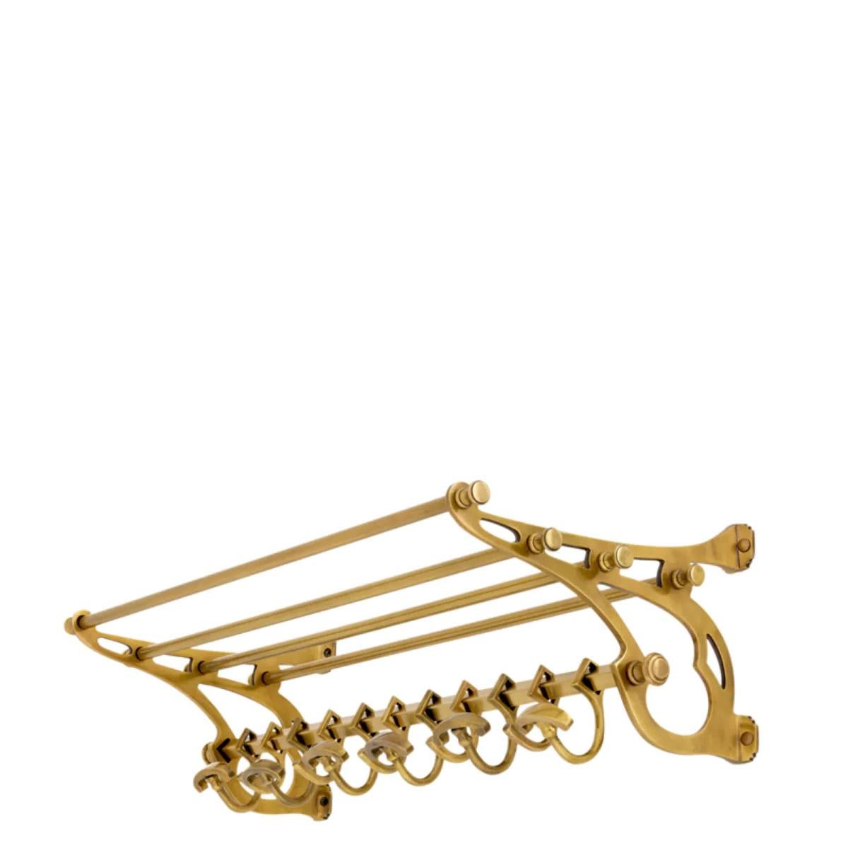 Ottone Coppia di appendiabiti classici, finitura ottone antico. in vendita