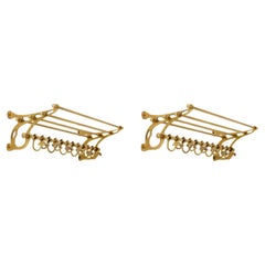 Pair of Classic Coat Hooks, Antique Brass Finish.
