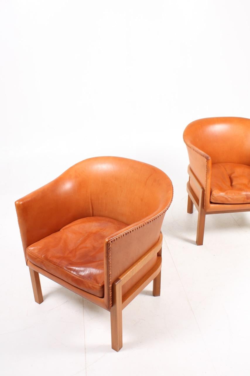 Mid-Century Modern Pair of Classic Danish Lounge Chairs by Mogens Koch for Rud Rasmussen, 1930s