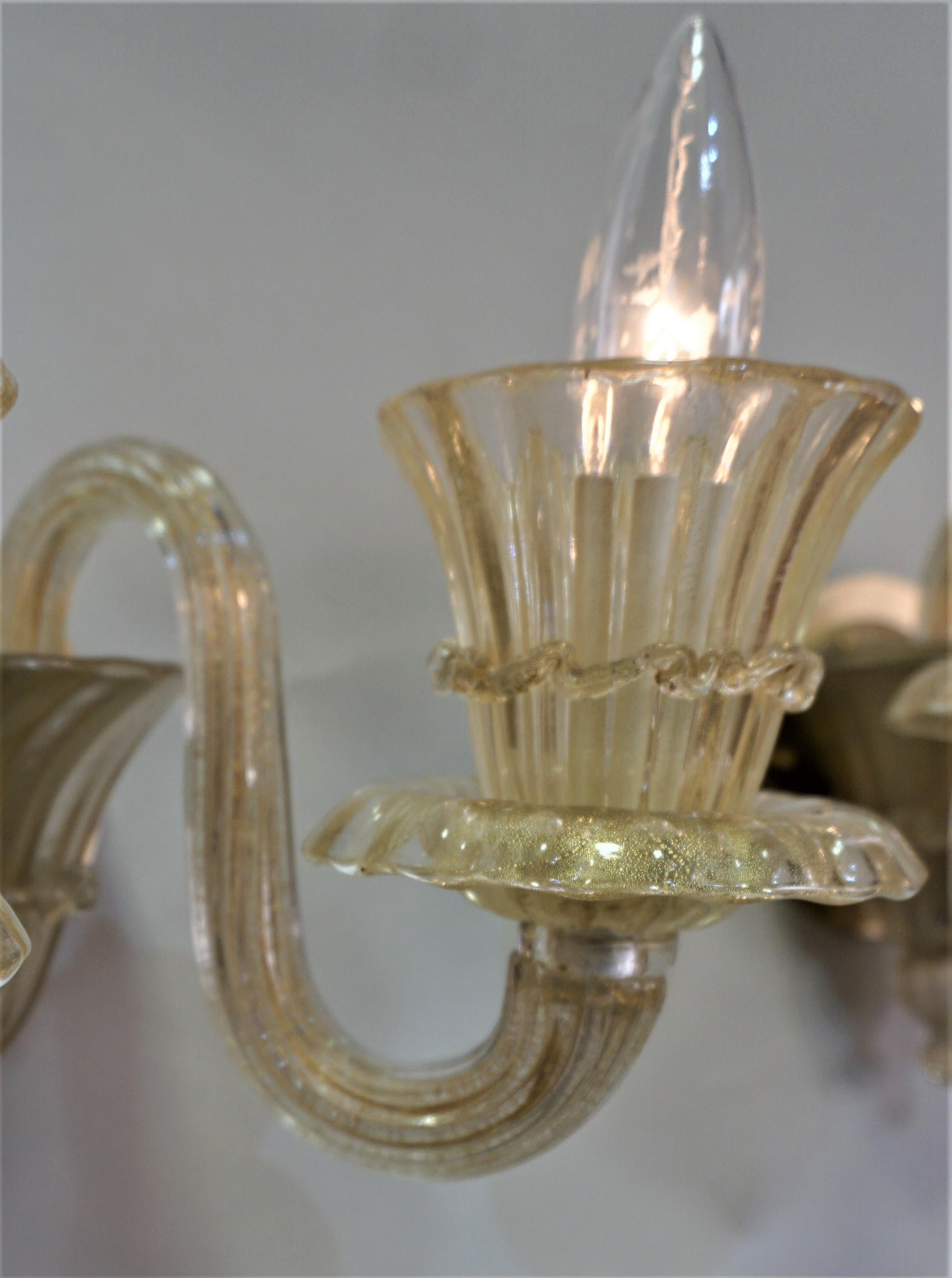 Mid-20th Century Pair of Classic Design Murano Glass Wall Sconces For Sale